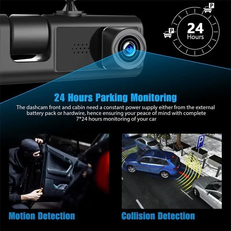 WIFI 3 Channels Dash Cam 1080P Full HD Car Dashcam Comes with Free 32GB Card - 0