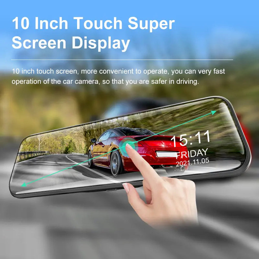 Wifi 10" 2K Dash Cam RearView Camera Reversing Recorder Comes with Free 32GB Card - 0