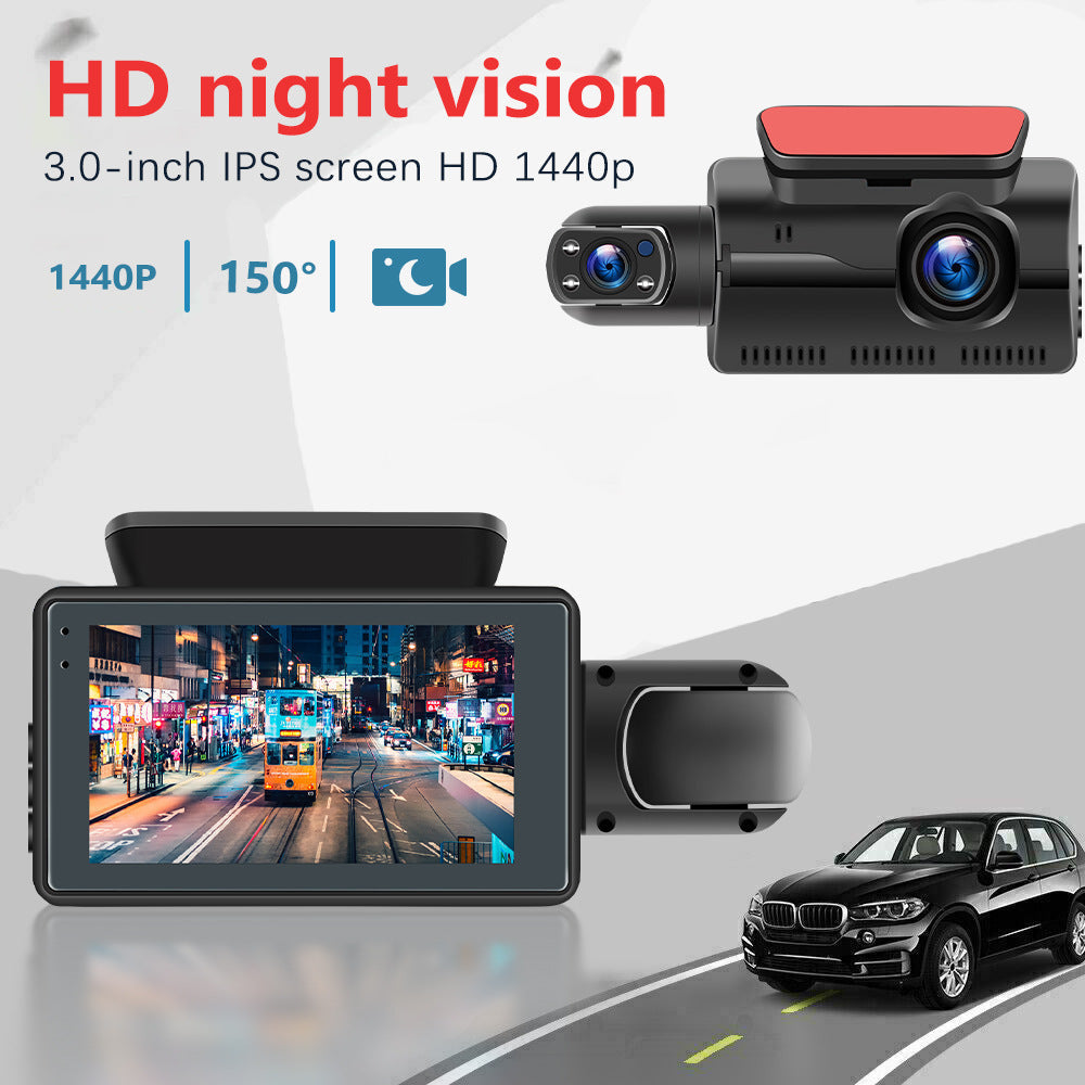 HD 1080P Car Dash Cam Front and Inside Dual Camera Comes With 32GB Card - 0