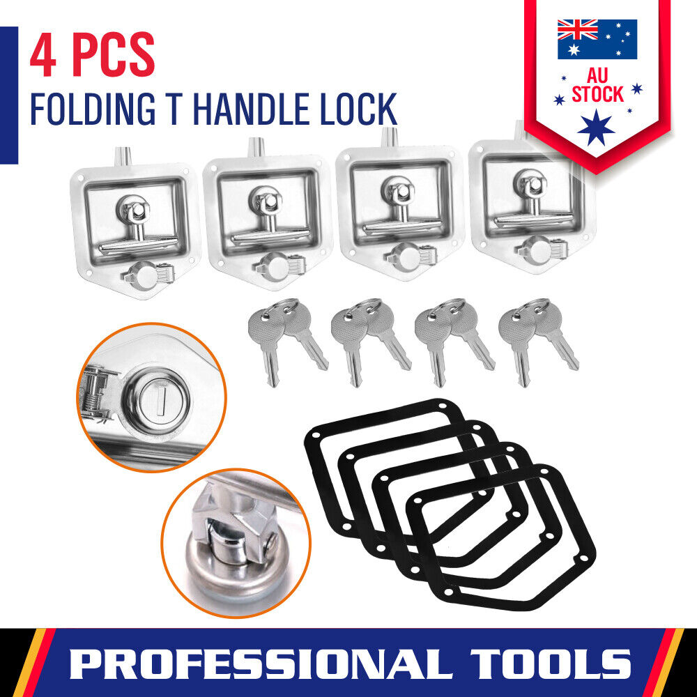 4-Piece T Handle Locks Tool Box With Keys Stainless Steel Trailer Camper Truck