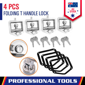 4-Piece T Handle Locks Tool Box With Keys Stainless Steel Trailer Camper Truck - 0