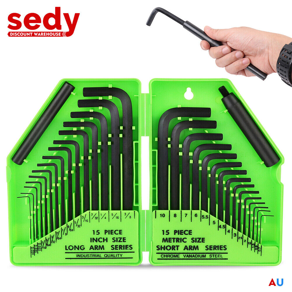 32Pcs Hex Key Set Allen Wrench Set Metric & SAE Storage Case L Shape Crv Au - 0