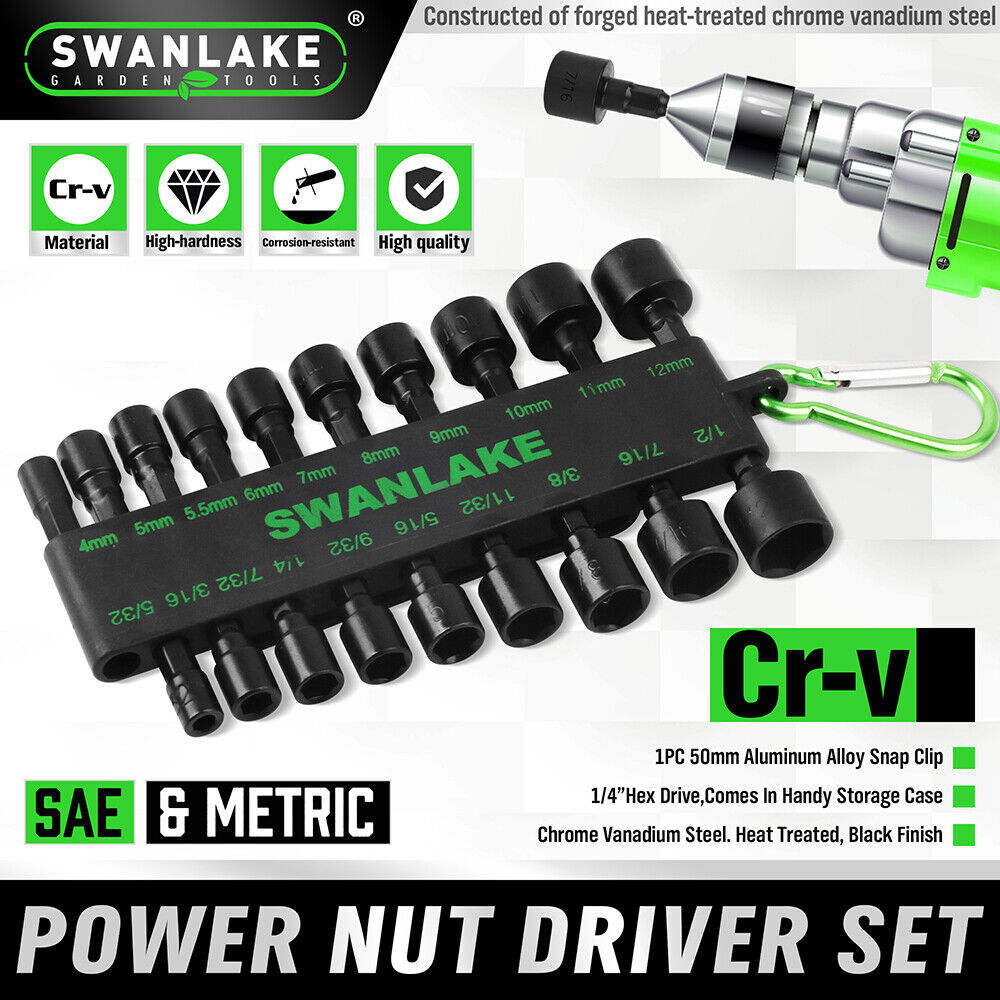 Swanlake 20Pcs Garden Tools Power Nut Driver Set Impact Drill SAE and Metric(will be no tracking) - 0