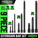 9Pcs Extension Bar Set 1/4" 3/8" 1/2" Black Drive Socket Auto Repairing-2