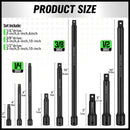 9Pcs Extension Bar Set 1/4" 3/8" 1/2" Black Drive Socket Auto Repairing-6