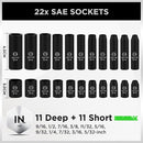 SWANLAKE 1/4" Drive Impact Socket Set, 56-Piece Standard SAE (5/32 to 9/16 inch) and Metric (4-15mm) Size, 6 Point, Cr-V, 1/4-Inch Drive Ratchet Handle, Drive Extension Bar, Impact Universal Joint-3