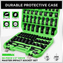 SWANLAKE 1/2" Drive Impact Socket Set, 66-Piece Standard SAE (3/8"-1-1/4") and Metric (8-24mm) Size, 6 Point, Cr-V, 1/2-Inch Drive Ratchet Handle, Drive Extension Bar, Impact Universal Joint-3