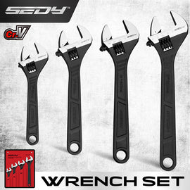 SEDY 4Pc Adjustable Wrench Set Shifter Heavy Duty SAE & Metric Household Repair - 0
