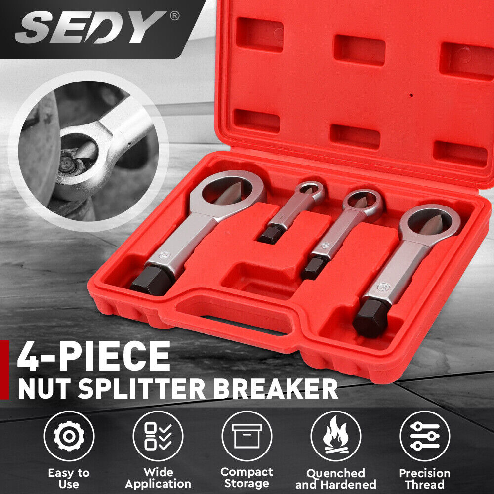 SEDY 4Pcs Metal Nut Splitter Kit Pressure Nut Cracker Remover Extractor Tool - 0