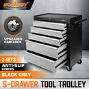 HORUSDY 5 Drawer Tool Box Trolley Cabinet Storage Cart Garage Organiser Lockable-2