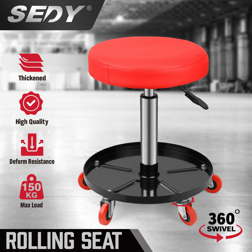 SEDY 150kg Load Pneumatic Roller Seat Mechanic Rolling Stool With Tool Tray AU - 0