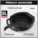 SEDY 8L Oil Change Pan Drain Tray Portable Dish Coolant Recovery Pan Black-1