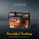 11-Pieces Magnetic Screwdriver Set with Case Magnetizer Demagnetizer Flat Head-11