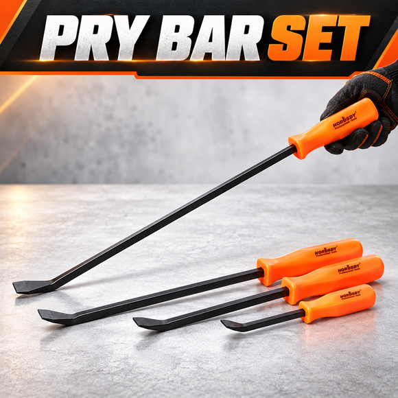 HORUSDY 4-Piece Pry Bar Set, Heavy Dutyt with Ergonomic Handles and Black Oxide Finish, Ideal for Mechanics and DIY Projects