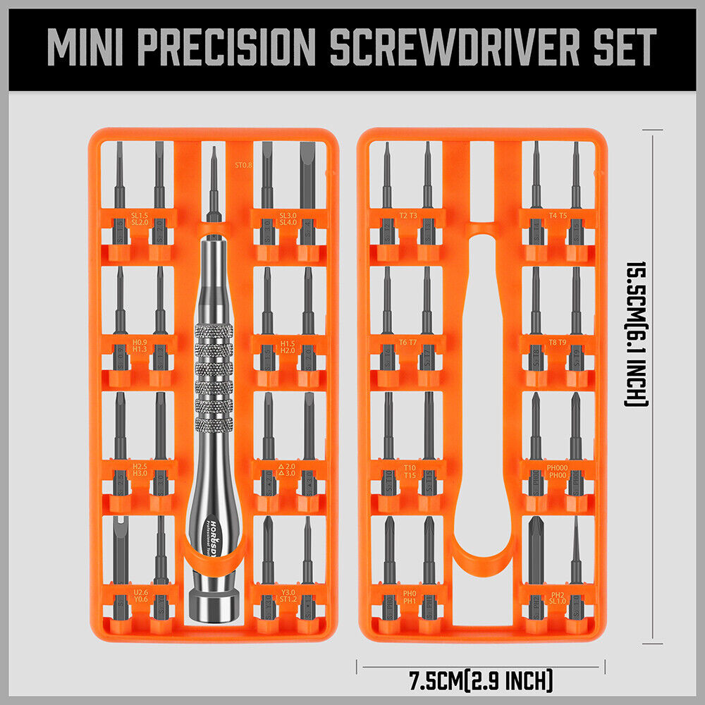 33 PC PRECISION SCREWDRIVER SET BITS PHILIP FLAT SLOTTED TORX HEX ELECTRONIC FIX - 0