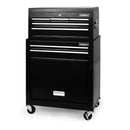 Black Tool Box 7 Drawer Chest Cabinet Trolley Toolbox Garage Storage Lockable Brake-13