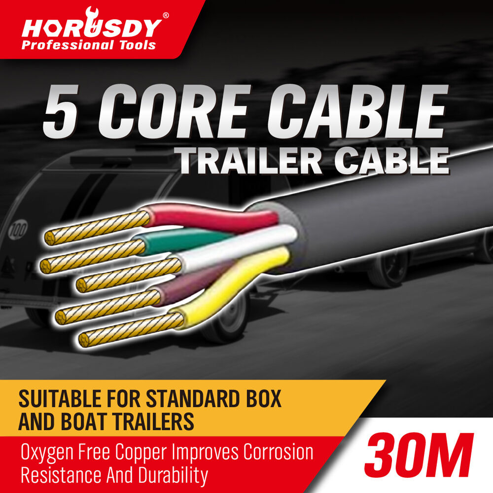 30M x 5 Core Wire Cable Trailer Cable Automotive Boat Caravan Truck Coil V90 PVC - 0