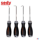 4Pc Pick Hook Set O Ring Oil Seal Remover Non-Slip Rubber Handle Red Local Stock-1