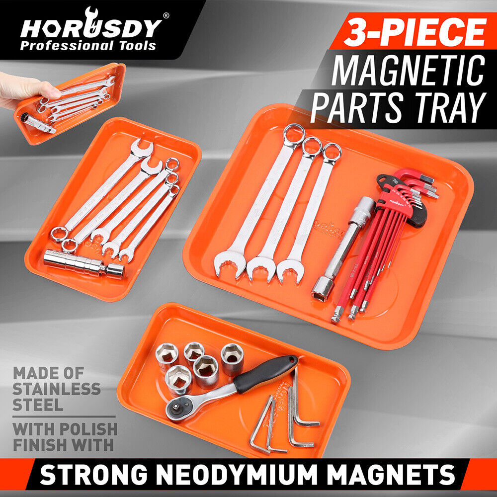 HORUSDY 3Pcs Magnetic Parts Tray Set Small Parts Tool Organization Non Slip - 0