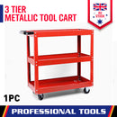Tool Trolley 3-Tier Workshop Cart Rolling Steel Parts Storage Handyman 150KG Red-2