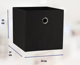SORTI 33x33x27 CM Black 6-Pack Foldable Storage Cubes - Fabric Bookcase Organizers for Toys and More - 0