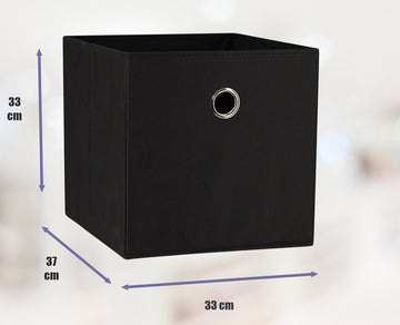 SORTI 33x33x27 CM Black 6-Pack Foldable Storage Cubes - Fabric Bookcase Organizers for Toys and More - 0