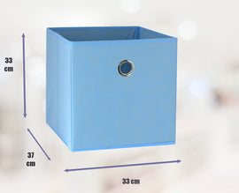 SORTI 33x33x27 CM Blue 6-Pack Foldable Storage Cubes - Fabric Bookcase Organizers for Toys and More - 0