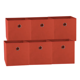 SORTI 33x33x27 CM Red 6-Pack Foldable Storage Cubes - Fabric Bookcase Organizers for Toys and More