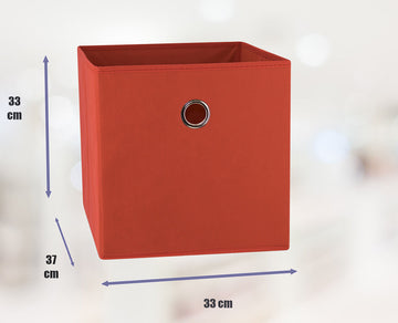 SORTI 33x33x27 CM Red 6-Pack Foldable Storage Cubes - Fabric Bookcase Organizers for Toys and More - 0