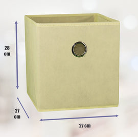 SORTI 27x28x27 CM Beige 8-Pack Foldable Storage Cubes - Fabric Bookcase Organizers for Toys and More - 0