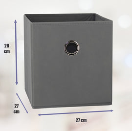 SORTI 27x28x27 CM Grey 8-Pack Foldable Storage Cubes - Fabric Bookcase Organizers for Toys and More - 0