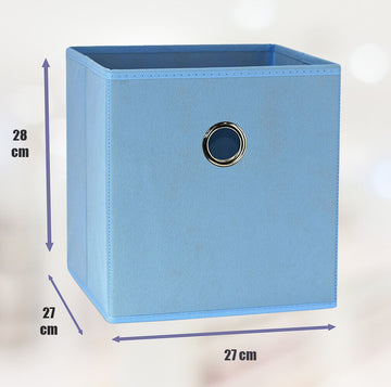 SORTI 27x28x27 CM Light Blue 8-Pack Foldable Storage Cubes - Fabric Bookcase Organizers for Toys and More - 0