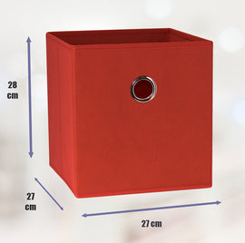 SORTI 27x28x27 CM Red 8-Pack Foldable Storage Cubes - Fabric Bookcase Organizers for Toys and More - 0