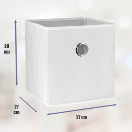 SORTI 27x28x27 CM White 8-Pack Foldable Storage Cubes - Fabric Bookcase Organizers for Toys and More - 0