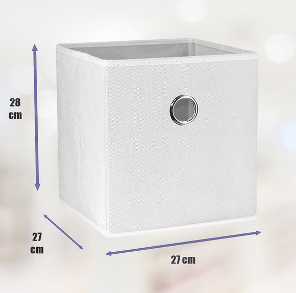 SORTI 27x28x27 CM White 8-Pack Foldable Storage Cubes - Fabric Bookcase Organizers for Toys and More