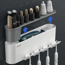 Bathroom Wall Mounted Toothbrush Holder Toothpaste Stand Storage Rack With Cup - Two Cups Set-6