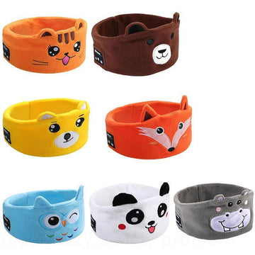 Cute Bluetooth Headband Headphones Wireless Sleep Music Mask with Mic - Dark Orange-Fox - 0