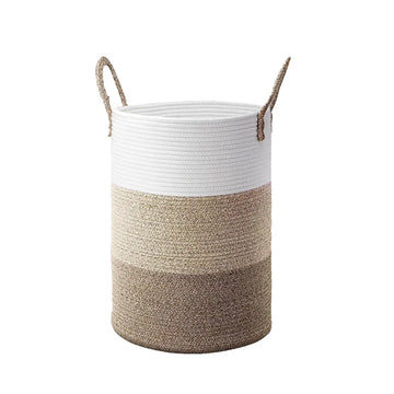 Handheld Cotton Rope Woven Storage Basket for Bedroom Bathroom Closet Durable - 0