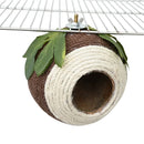 Bird Nest Parrot Nest Coconut Shell Braided Twine Colourful Cage Hanging Bed - White-Brown-Screw Model-1