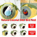 Bird Nest Parrot Nest Coconut Shell Braided Twine Colourful Cage Hanging Bed - White-Brown-Screw Model-2