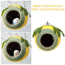 Bird Nest Parrot Nest Coconut Shell Braided Twine Colourful Cage Hanging Bed - White-Brown-Screw Model-9