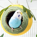 Bird Nest Parrot Nest Coconut Shell Braided Twine Colourful Cage Hanging Bed - White-Brown-Screw Model-11