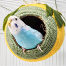 Bird Nest Parrot Nest Coconut Shell Braided Twine Colourful Cage Hanging Bed - White-Brown-Screw Model-5