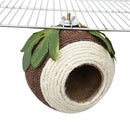 Bird Nest Parrot Nest Coconut Shell Braided Twine Colourful Cage Hanging Bed - White-Brown-Screw Model-8
