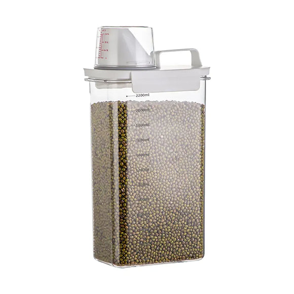 Sealed Household Grain Storage Box Transparent Rice Bucket Kitchen Storage - 2300ml