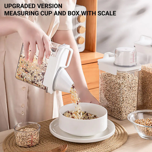 Sealed Household Grain Storage Box Transparent Rice Bucket Kitchen Storage - 2300ml