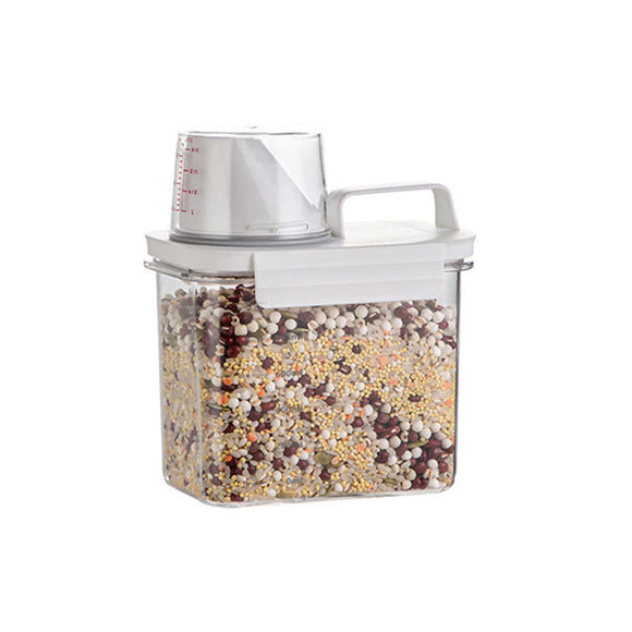 Sealed Household Grain Storage Box Transparent Rice Bucket Kitchen Storage - 2300ml
