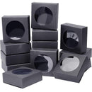 50PCS Handmade Soap Paper Box Round Window Kraft Black White Candy Biscuit Box - Black-50pcs 8*8*3CM-1