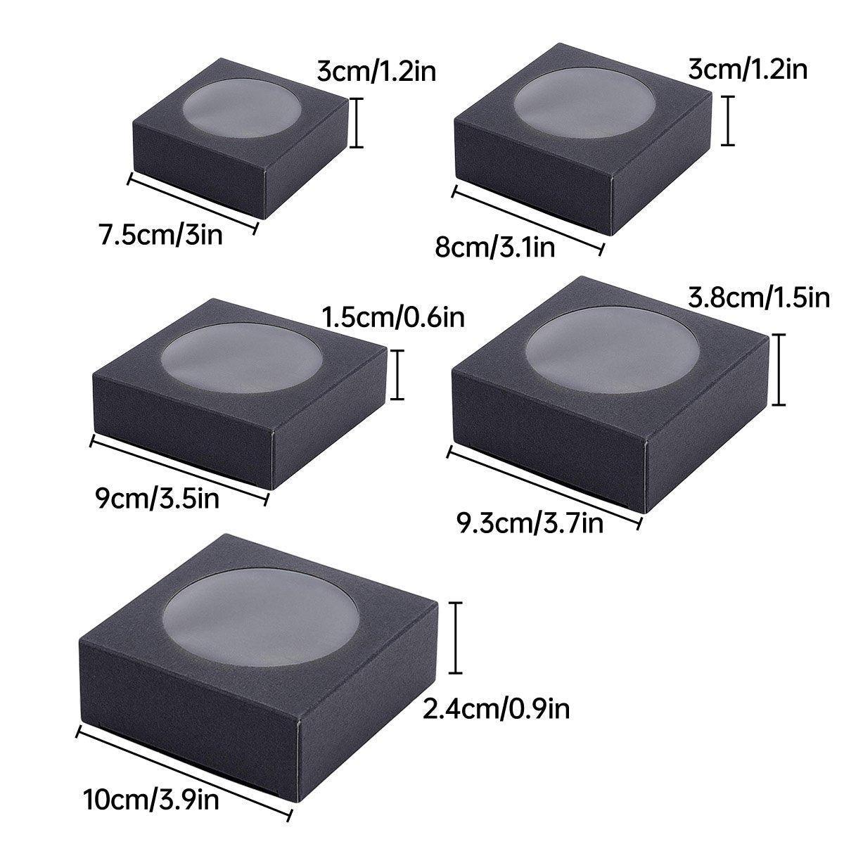50PCS Handmade Soap Paper Box Round Window Kraft Black White Candy Biscuit Box - Black-50pcs 8*8*3CM