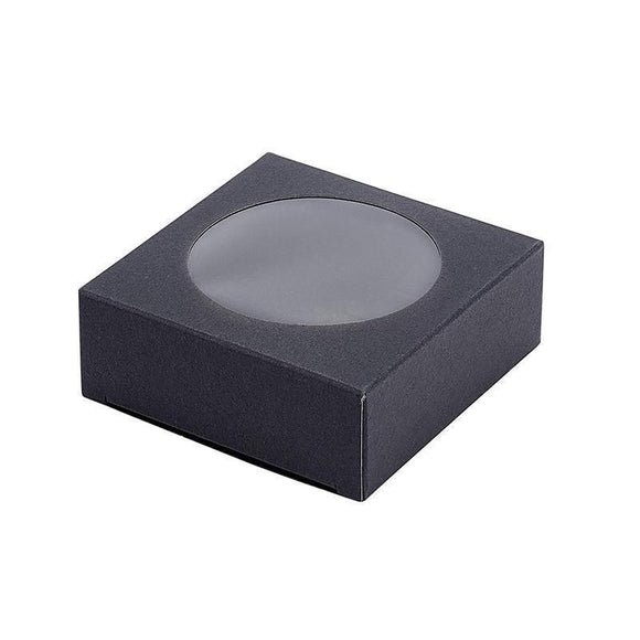 50PCS Handmade Soap Paper Box Round Window Kraft Black White Candy Biscuit Box - White-50pcs 8*8*3CM